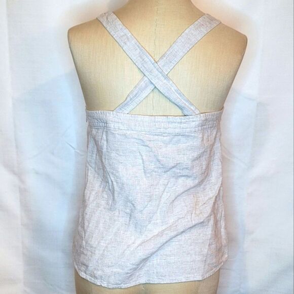 Loft Linen Blend Criss Cross Back Sleeveless Top Size 6 Petite - Picture 2 of 9